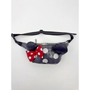 Disney Parks Loungefly Minnie Mouse Fanny Pack Belt Bag Sequin Bow Polka Dot